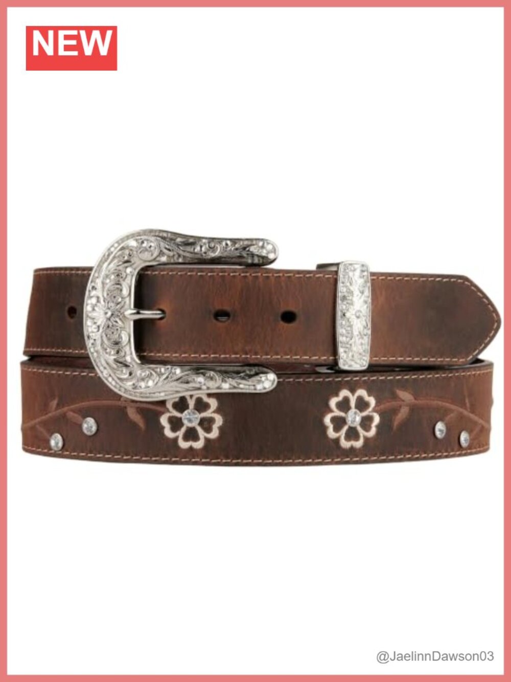 Rhinestone Concho Western Belt with Detachable Silver Buckle 1.5 Inch